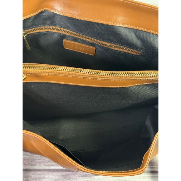 Valentina Fiore Large Tan/Brown Italian 100% Leather Saddle Handbag Purse - Picture 4 of 16